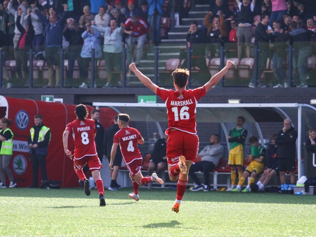 Lewis Maloney races to the Boro bench after hitting his late winner.
