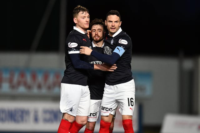 The Bairns celebrate the referee's whistle