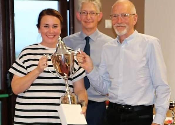 Stacy Stone presents the Richard Stone Trophy to Harry Whitehouse.