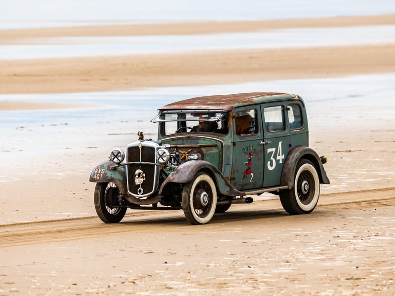 This years The Race the Waves Vintage Beach Race festival held on Bridlingon's south beach with over one hundred competitors taking part in the event from the early years of coastal motor racing to post-war American hot-rodders and drag racing culture. Picture By Yorkshire Post Photographer, James Hardisty. Date: 22nd April 2023.