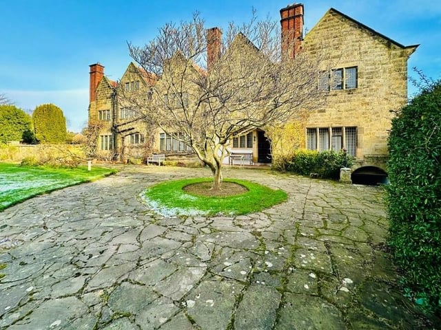 A rear view of the landmark property.
