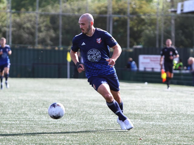 Forward Frank Mulhern on the ball for Boro.