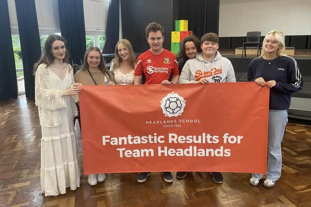 Headlands Sixth Form students celebrating their hard work.