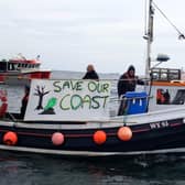 A Whitby boat joins the fishing protest on the River Tees earlier this year.