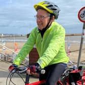 David Butland on his bike on the seafront in Bridlington