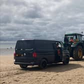 With the assistance of a beach tractor, East Riding of Yorkshire Council removed the van from the sands.