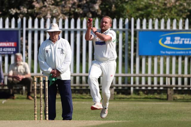 Bridlington CC in bowling action against Sutton-on-Hull.