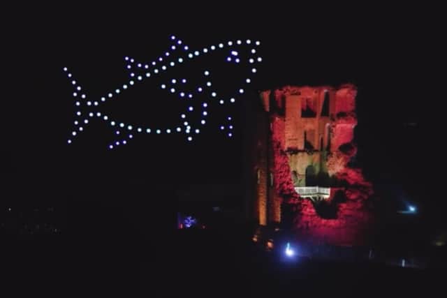 Drone display at Scarborough Castle in 2023. Photo by Dependable Productions