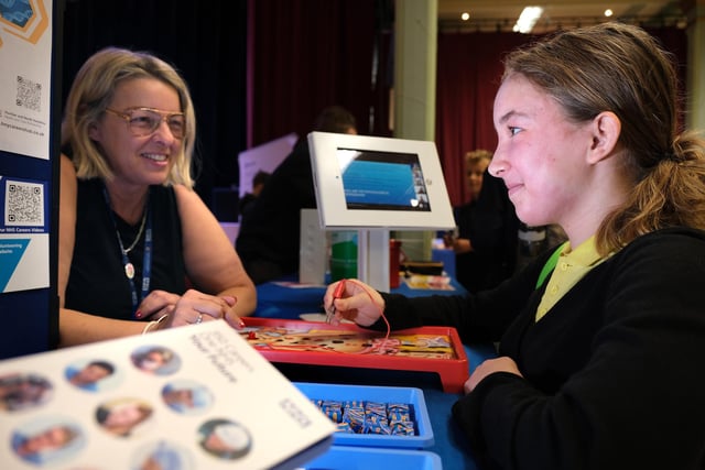 A Friarage School pupil visits the Humber and North Yorkshire Integrated Care Board stand