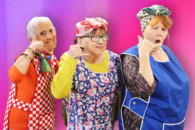 Jo Downie, Alison Steele and Karen McCarthy as the three 'dirty' dusting cleaners.