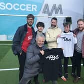 Presenter John Fendley, centre, alongside Jimmy Bullard and Scarborough band The Feens. (Photo: Freddie Schmuck)