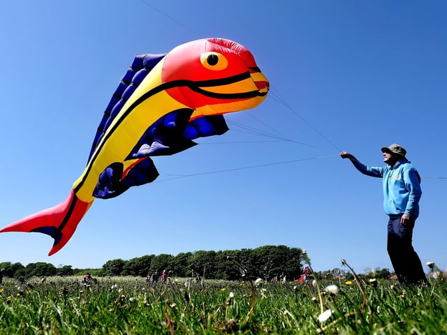 The Bridlington Kite Festival - John Elvin flies his kite. picture: Richard Ponter