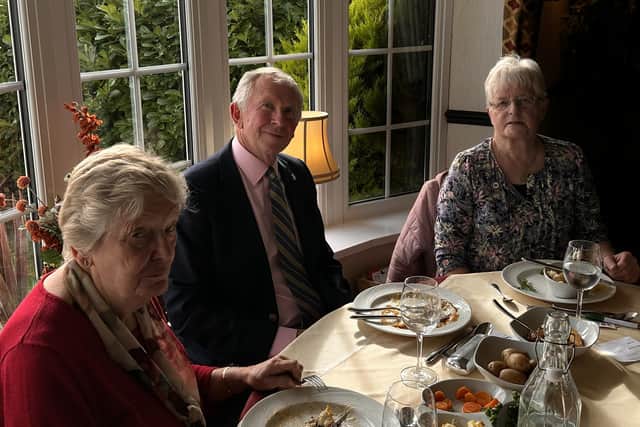 Ladies Lifeboat Luncheon Club: Guest speaker Colonel Budd sits between Margaret Traves, secretary, and Anne Saunders, club chair.