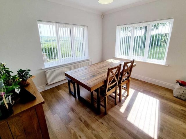 A dual aspect dining area.