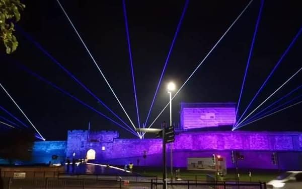 Laser beams are due to light up Scarborough Castle; the display pictured here was at Carlisle.