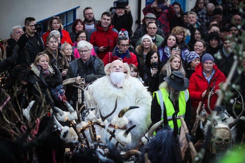 A crowd assembles at the bottom of Whitby's 199 Steps to watch the Krampus Run.
Picture: Ceri Oakes