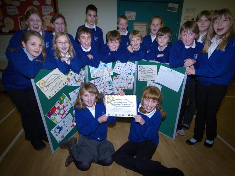 Pupils from Lythe Primary School have produced a calendar. Pictured front are Rachel and Anna Chadfield.