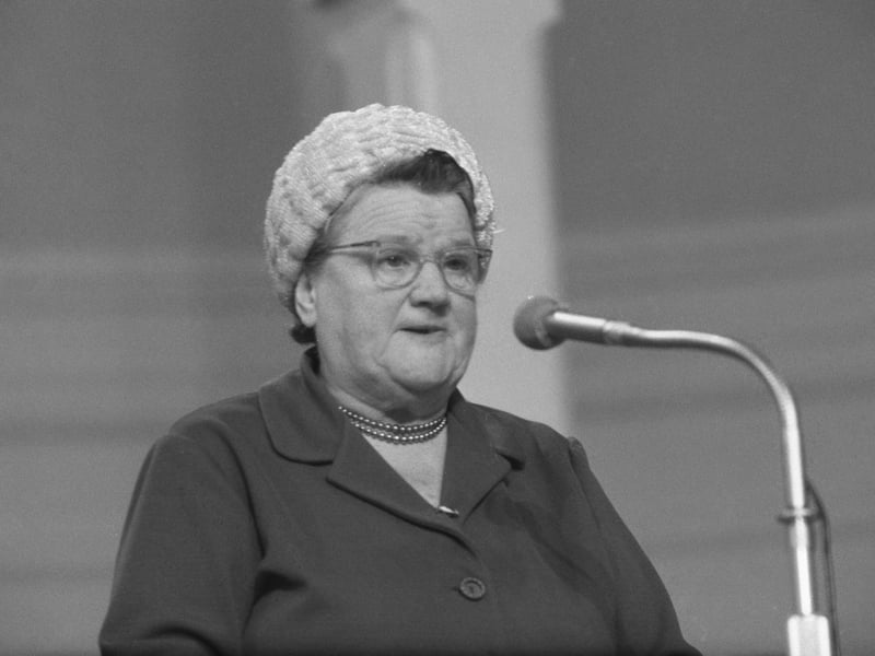 British Labour Party politician Bessie Braddock (1899 - 1970) at the Labour Party conference in Scarborough, October 1967.