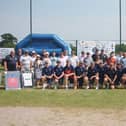 Woodhouse Grange Cricket Club players and sponsors pictured between their two victories on Sunday. PHOTO BY PHIL GILBANK