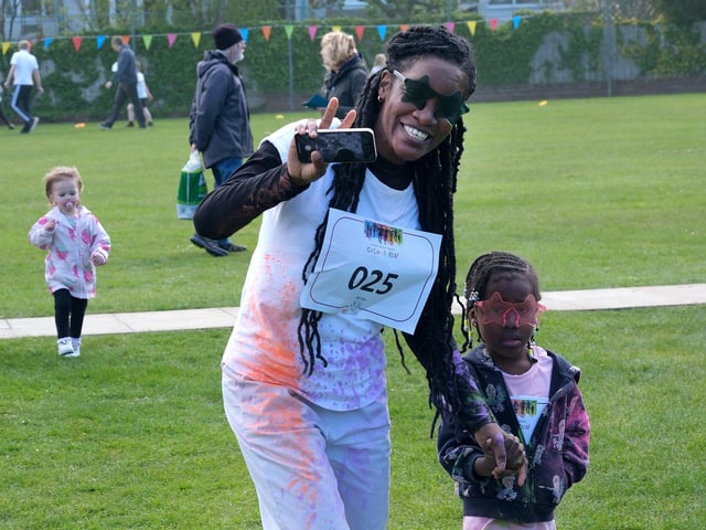 Celebrating after the race
