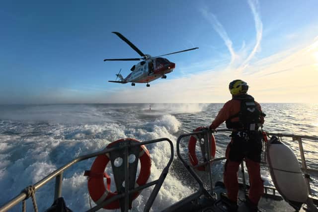 Bridlington RNLI and Coastguard worked together to ensure the safety of the casualty. Photo credit: RNLI/Alex Rollin.