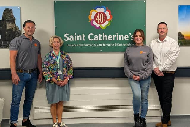 Pictured from the left are Alex Willgrass, director of Castle Construction; Margaret Middlebrook, chair of trustees at Saint Catherine's Hospice; Sharon Lester, project manager at Castle Construction; and Ray Baird, chief executive of Saint Catherine's Hospice