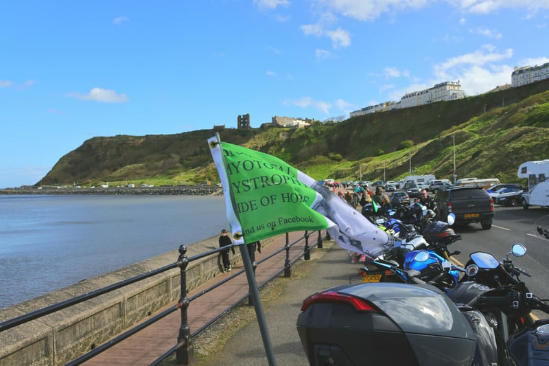 Bikers gather on Marine Drive in Scarborough