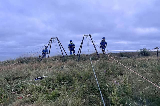 Staithes Coastguard during the early morning rescue - Staithes Coastguard