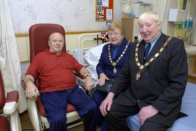 Bridlington Mayor Ray Allerston and wife Christine visit patients at Bridlington Hospital.