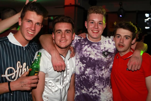 Rodney, Geoff, Alex and Dave enjoying student night in Quids Inn