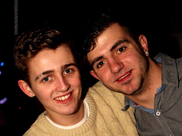 Josh and Jamie enjoying a drink in Blue lounge