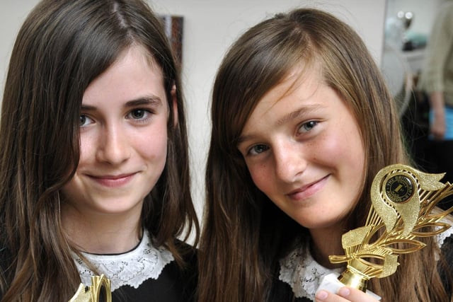 Kate Towell, left, and Megan Outhart won duet dance awards in 2012, as Kevin O'Connor's School of Irishing Dancing won eight first prize awards at a competition in London.