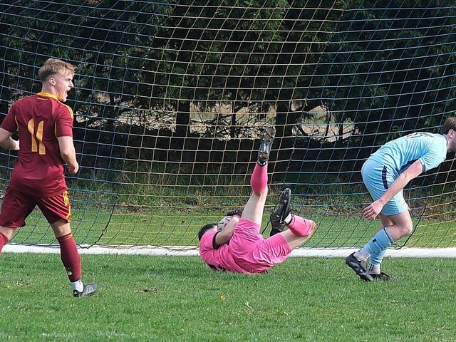 The Haltemprice keeper makes a save. Photo by Richard Ponter