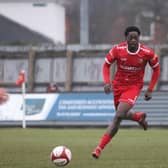 New defender Bolton Makwedze on the ball on his debut at home to Sheffield. Photo by TCF Photography