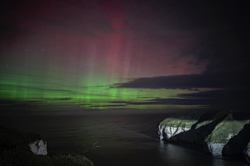 Here is a an incredible shot of North Landing on Bonfire Night as the Northern Lights appeared.