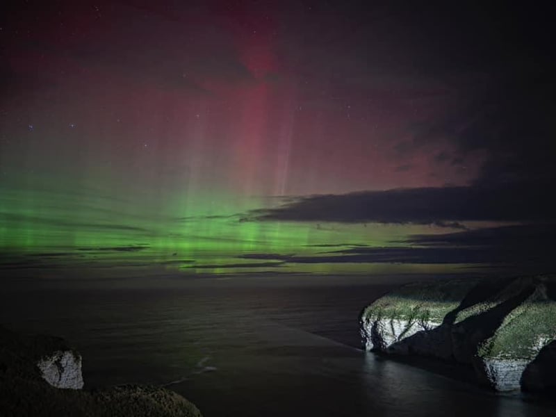 Here is a an incredible shot of North Landing on Bonfire Night as the Northern Lights appeared.