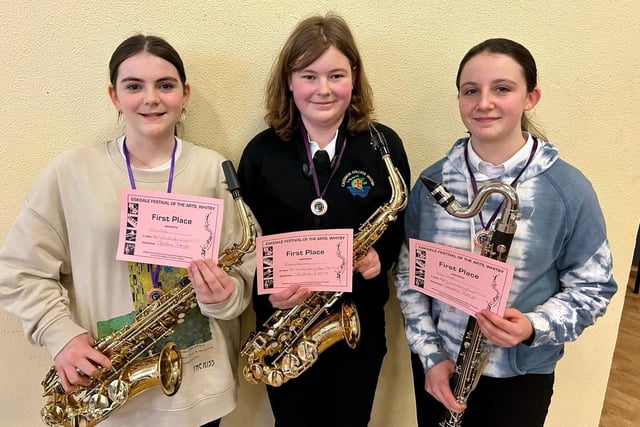 First place for these students at Eskdale Festival: Elsie Lee, Maisy Squires and Ellen Hall.