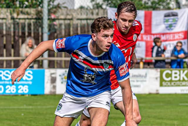 Coleby Shepherd in action for Town against Ashton United on Saturday.