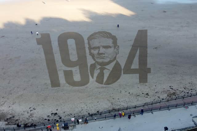 Artist Fred Brown said he hoped it would act as a warning to the UK public over Labour's new online identity cards.