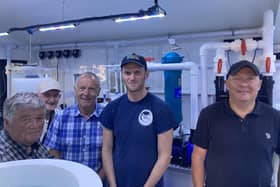 Whitby Lobster Hatchery manager Joe Redfern (second from right) welcomes Cllrs Clive Pearson, David Jeffels, Derek Bastiman and Phil Trumper to the hatchery on PIer Road.