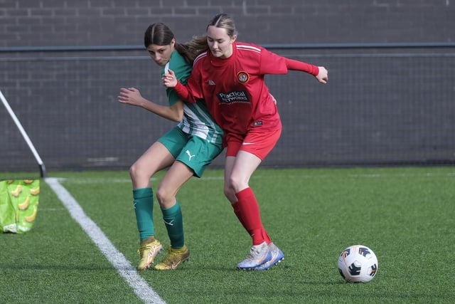 Scarborough Ladies FC Under-18s left-winger Lola Chapman in action against Grasshoppers