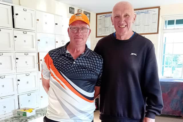 Robin Hood's Bay Open Singles Merit winner Paul Morgan, left, and runner -up Tim Purcell.