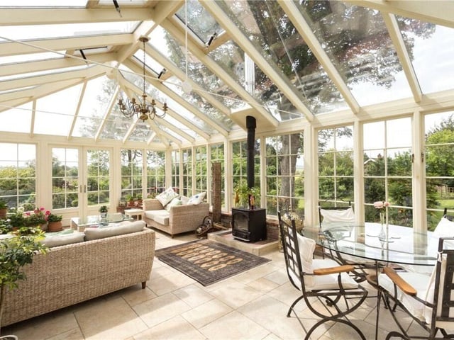 This recently added, spacious conservatory is highly versatile.