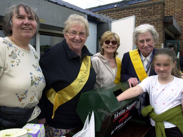 Barbara Plumb, Sheila Mitchinson, (Chairman) Doncaster Victim Support Group Jackie Hart and Mary Gore at a charity rugby match