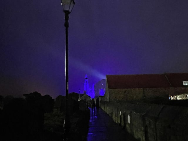 Following the walk up the 199 steps, the illuminations made anticipating fans eager to get to the Abbey.