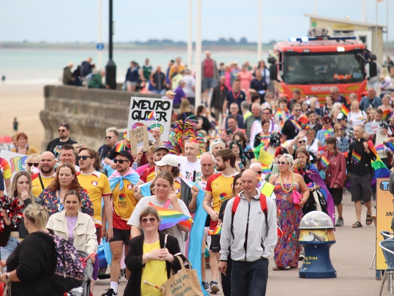 Hundreds of people lined the streets of Bridlington during the Pride parade.
