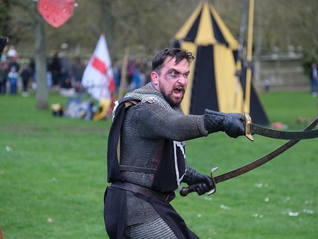 A ferocious knight caught in action.