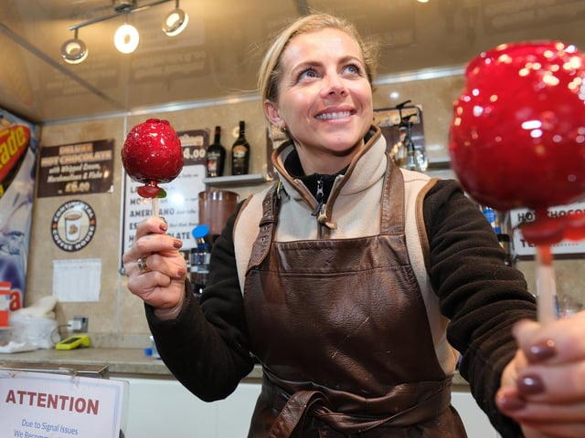 Festive toffee apples were one of the many sweet treats on offer.