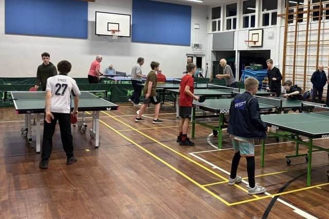 A Whitby Table Tennis Club night with lots of juniors playing table tennis.
