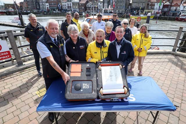 The RNLI 200 anniversary scroll reaches Whitby - Image: RNLI/Ceri Oakes